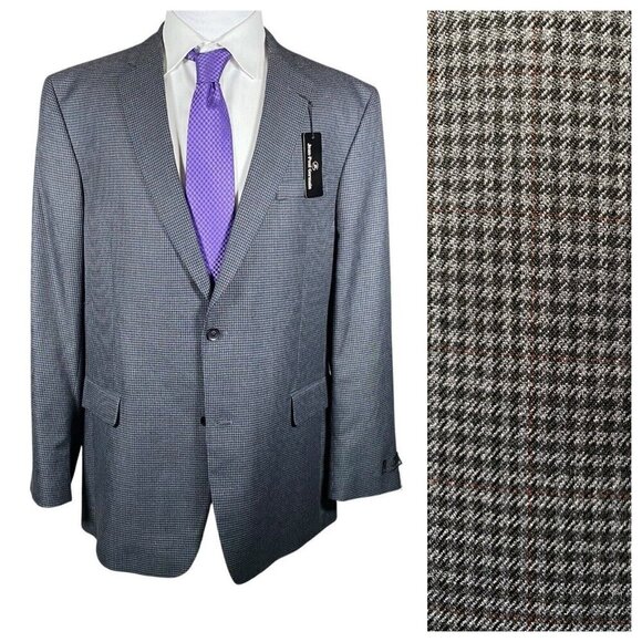 NEW Jean Paul Germain Sport Coat Men's 46XL Grey Shepherd's Check Poly Rayon - Picture 1 of 16